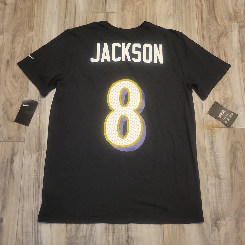 NFL Baltimore Ravens Jackson #8 T-Shirt Men's Large Black Nike Dri-Fit  NEW
